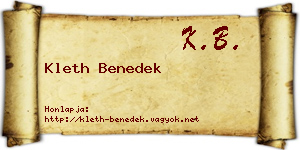 Kleth Benedek névjegykártya